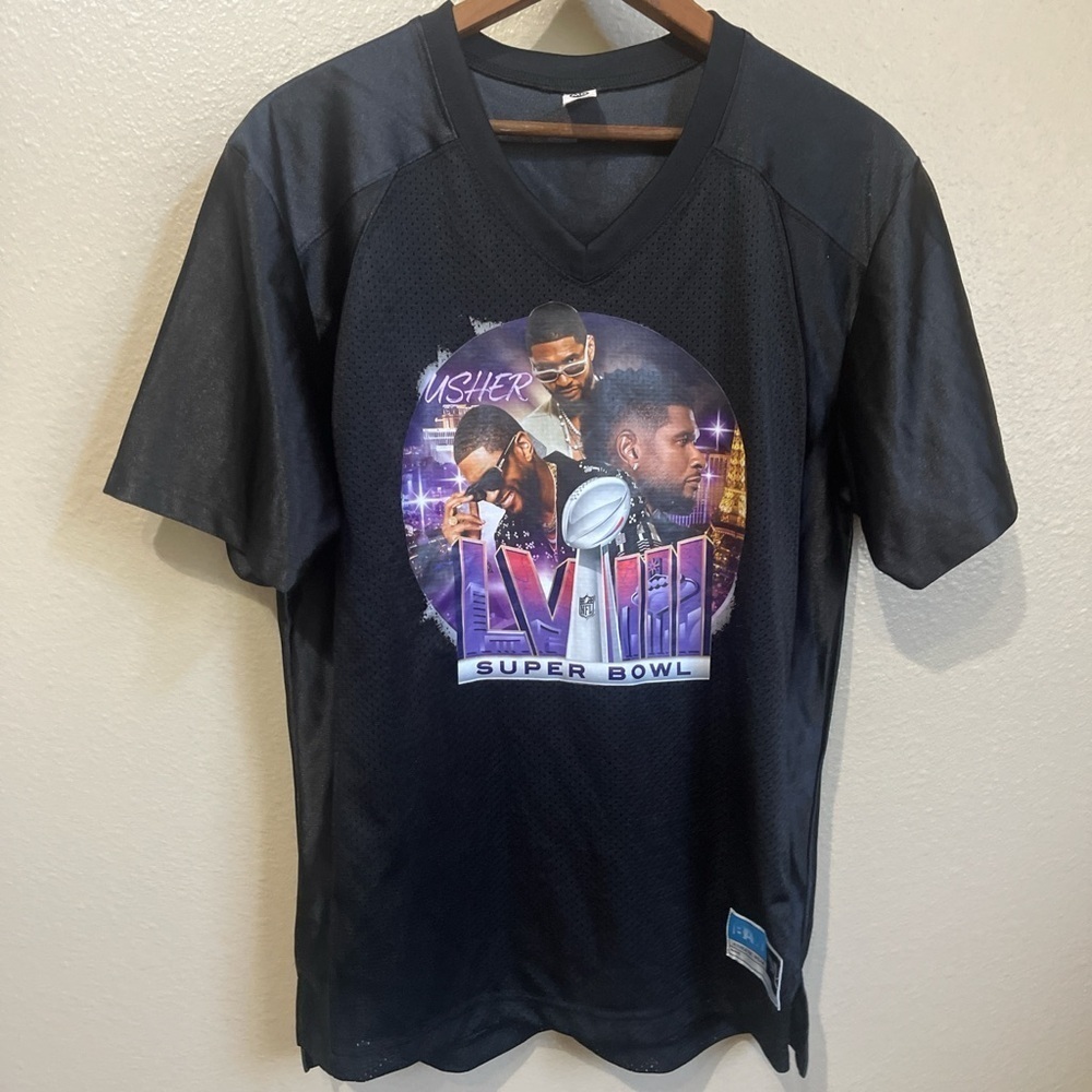 NWOT! Usher 2024 Super Bowl Men’s Medium Black Jersey